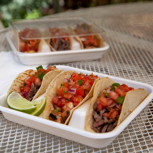 Eco-Products Vanguard WorldView 7" x 7" 3-Compartment Compostable Sugarcane Square Container - 300/Case