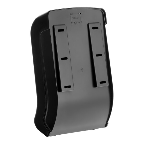 A black San Jamar Ultrafold EcoLogic T1700REBK C-Fold and Multi-Fold towel dispenser.