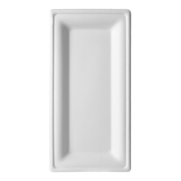 A white rectangular Eco-Products sugarcane plate.