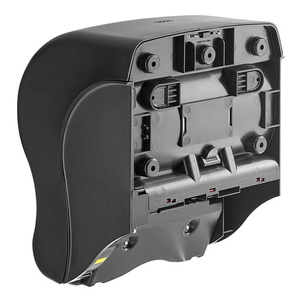 A black San Jamar Smart Essence EcoLogic electronic roll towel dispenser.