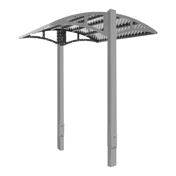 A Paris Site Furnishings steel canopy with Moroccan perforations over a window.