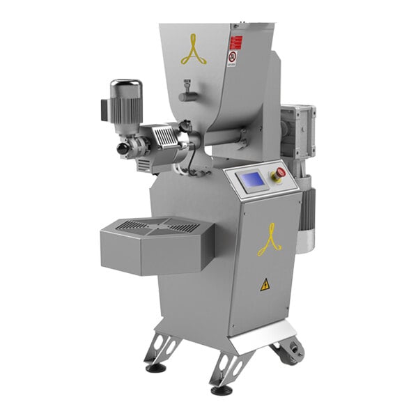 An Arcobaleno Aria electric floor pasta extruder with a screen and buttons.