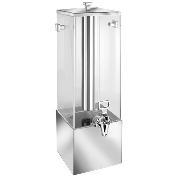 Eastern Tabletop 2 Gallon Square Acrylic Beverage Dispenser with Stainless Steel Ice Core 7503