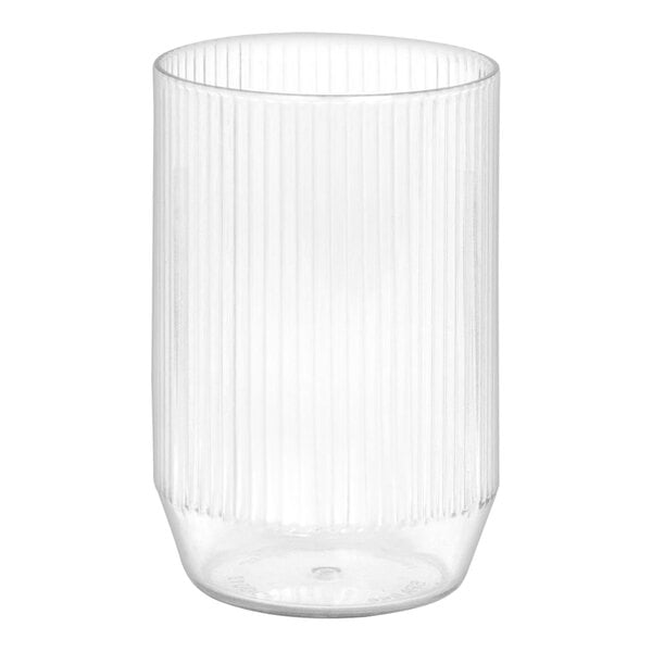 A clear Front of the House Gatsby plastic rocks glass with a stripe pattern.