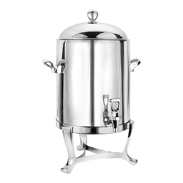 An Eastern Tabletop stainless steel coffee urn with a lid.