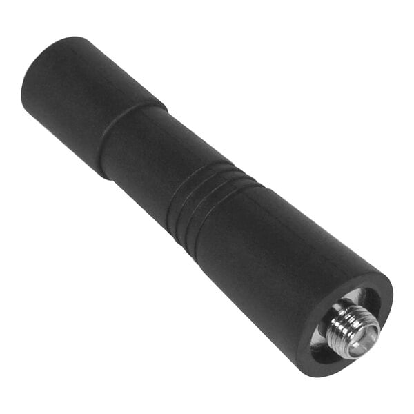 A black plastic tube with a silver screw on one end, and a black screw on the other, the Midland BizTalk BRA200 Antenna.