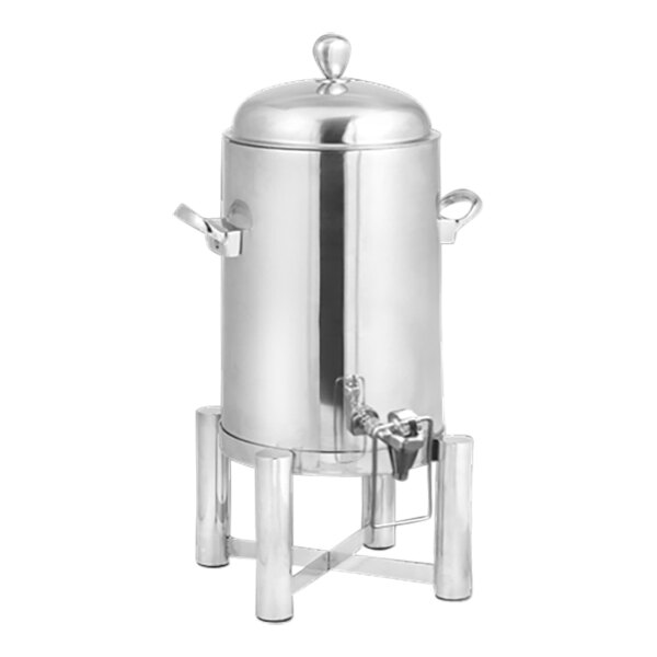 An Eastern Tabletop stainless steel coffee urn with a lid.