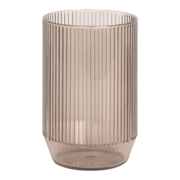 A Front of the House Gatsby smoke plastic rocks glass with a ribbed design.