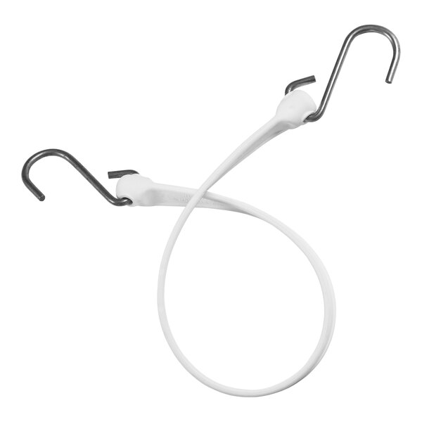 A white polyurethane strap with white stainless steel S hooks.