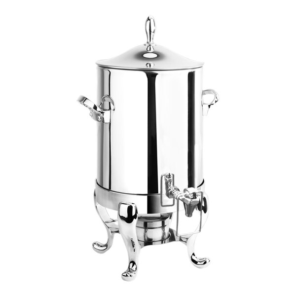 An Eastern Tabletop stainless steel coffee chafer urn with a lid.