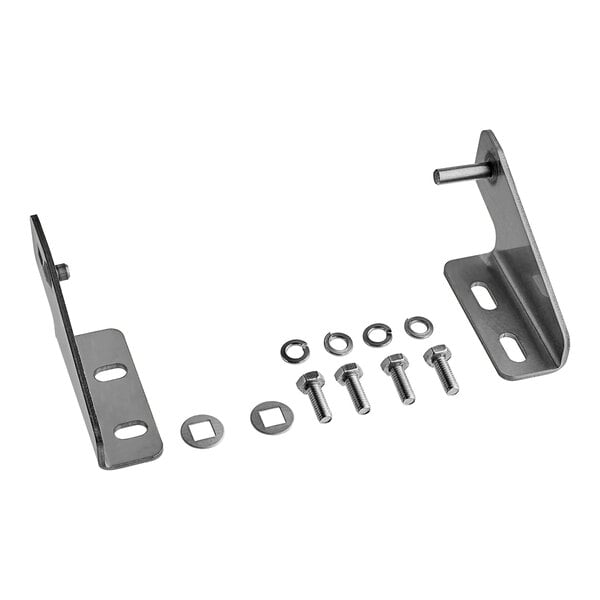 An Avantco left hinge metal bracket kit with screws and nuts.