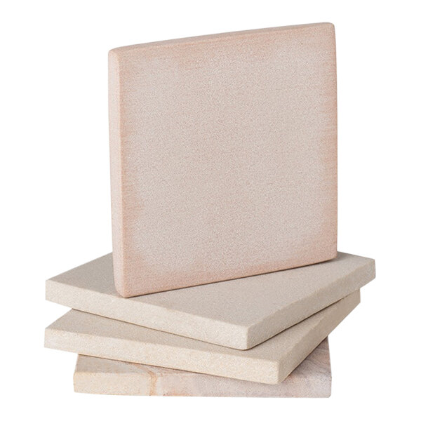 A stack of Franmara square sandstone coasters.