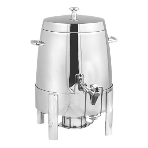 An Eastern Tabletop stainless steel coffee chafer urn with a lid.