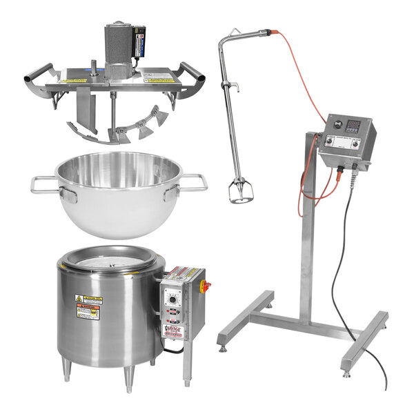 A Savage Bros electric candy stove kit with a stainless steel pot and agitator.