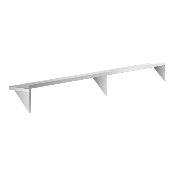 A Regency stainless steel wall shelf with a white background.