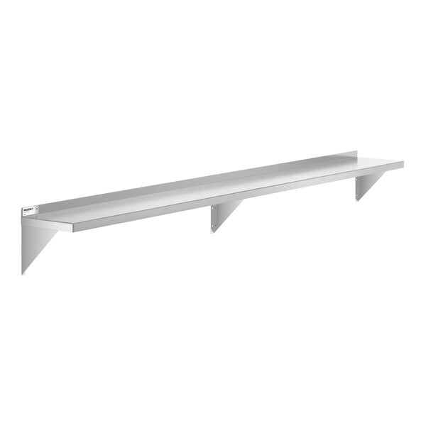 Regency 12" x 108" NSF 16 Gauge Stainless Steel Heavy-Duty Solid Wall Shelf