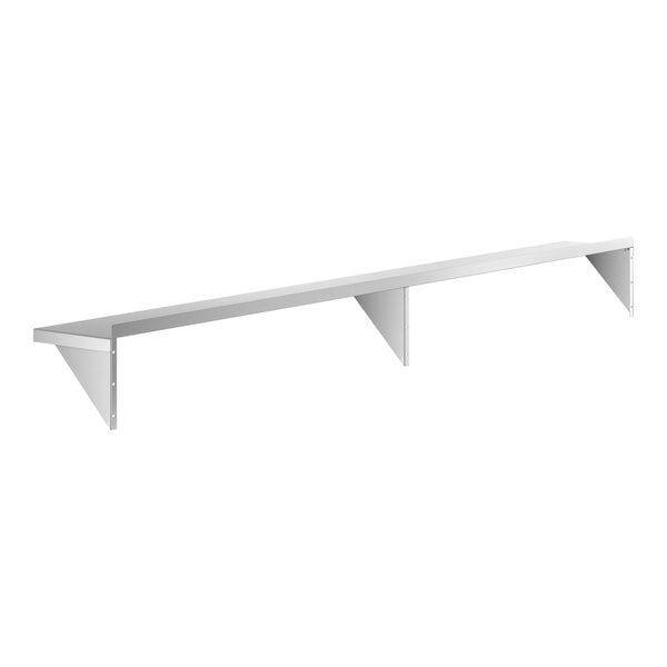 Regency 12" x 108" NSF 16 Gauge Stainless Steel Heavy-Duty Solid Wall Shelf