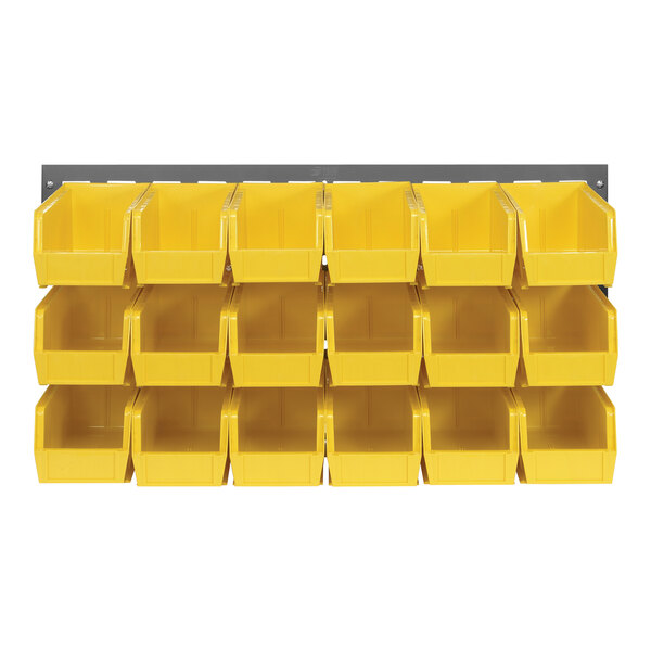 A Quantum grey louvered panel with yellow bins.