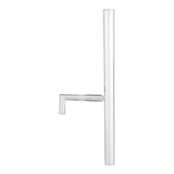 A clear plastic tube with a long white handle.