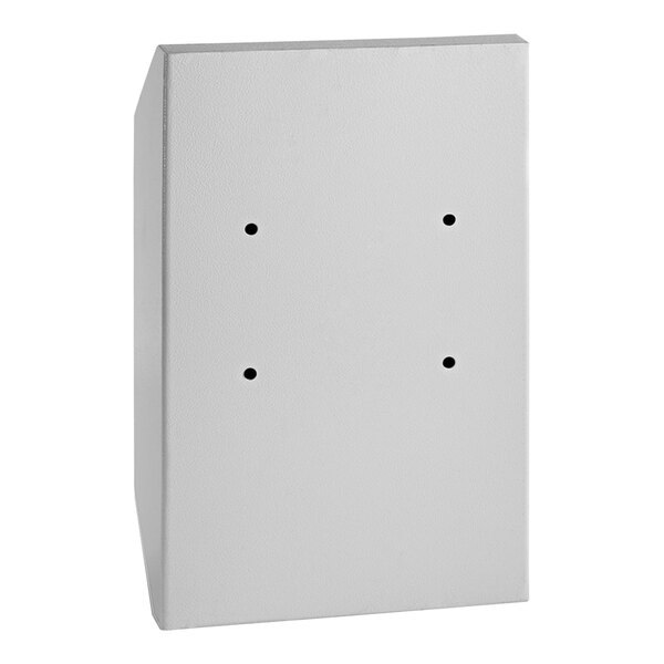 An ADIRoffice white steel rectangular wall mounted drop box with holes.