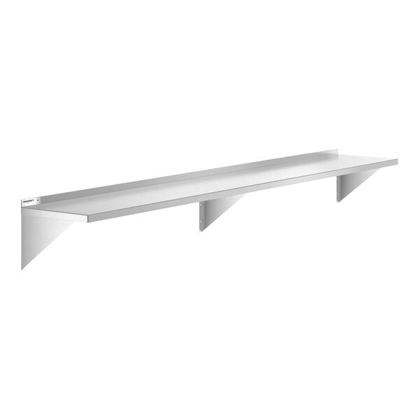 Regency 18" x 120" NSF 16 Gauge Stainless Steel Heavy-Duty Solid Wall Shelf