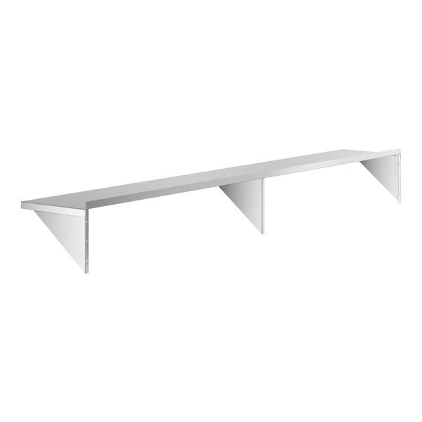 Regency 18" x 120" NSF 16 Gauge Stainless Steel Heavy-Duty Solid Wall Shelf