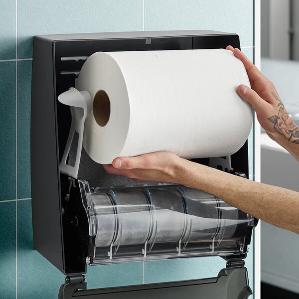 Lavex Premium 10" White Aircell TAD Hardwound Paper Towel Roll, 500 Feet / Roll - 6/Case