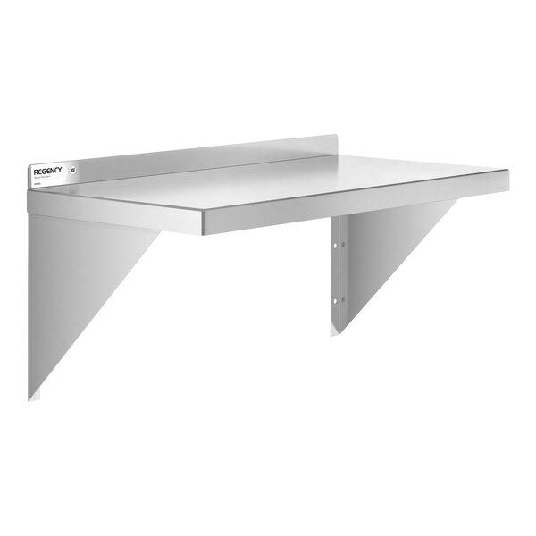 Regency 15" x 30" NSF 18 Gauge Stainless Steel Solid Wall Shelf