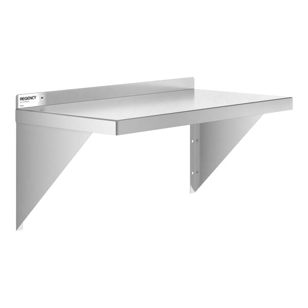 Regency 15" x 30" NSF 16 Gauge Stainless Steel Heavy-Duty Solid Wall Shelf