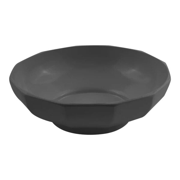 A black Bon Chef metal serving bowl with a small handle.