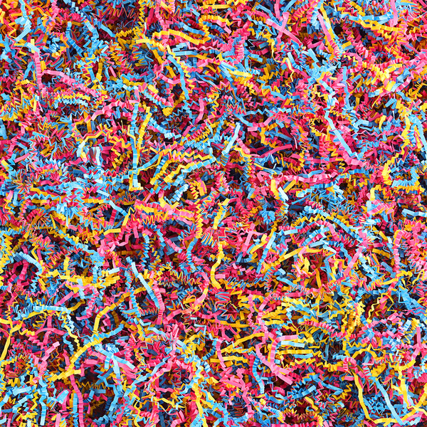 A pile of colorful paper strips.