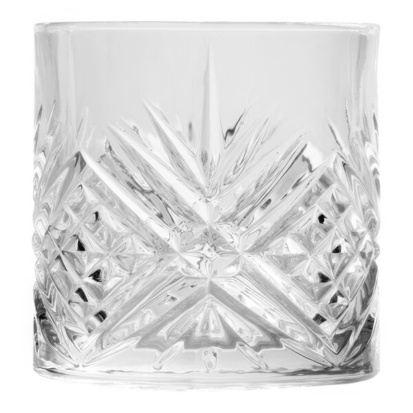 An Arcoroc Broadway clear glass tumbler with a diamond pattern.