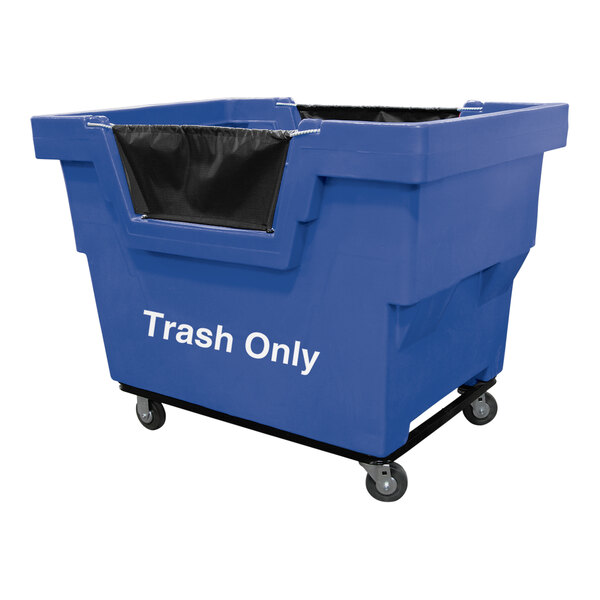 A blue Royal Basket Trucks mail truck with "Trash Only" decal.