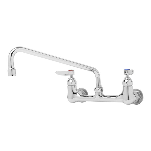 A chrome T&S wall-mounted pantry faucet with lever handles.