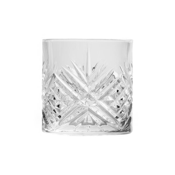 An Arcoroc Broadway Rocks / Old Fashioned Glass with a diamond pattern.