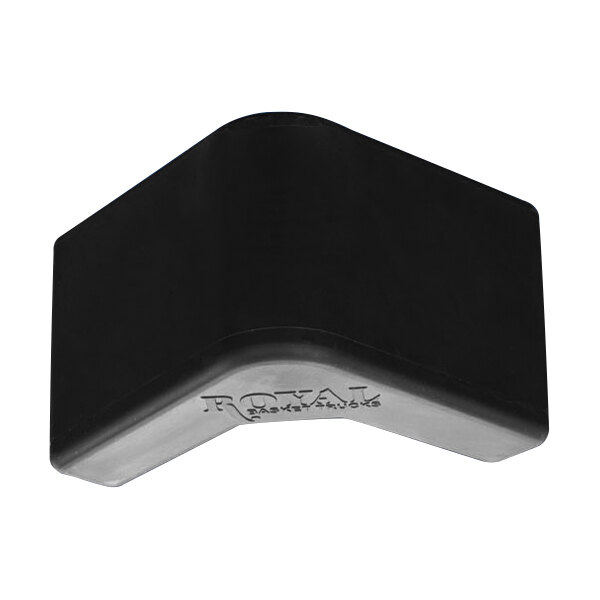 A black plastic Royal Basket Trucks corner bumper with text on it.