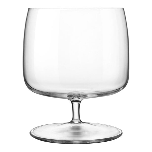 A Luigi Bormioli Vinalia cognac glass with a stem and base.