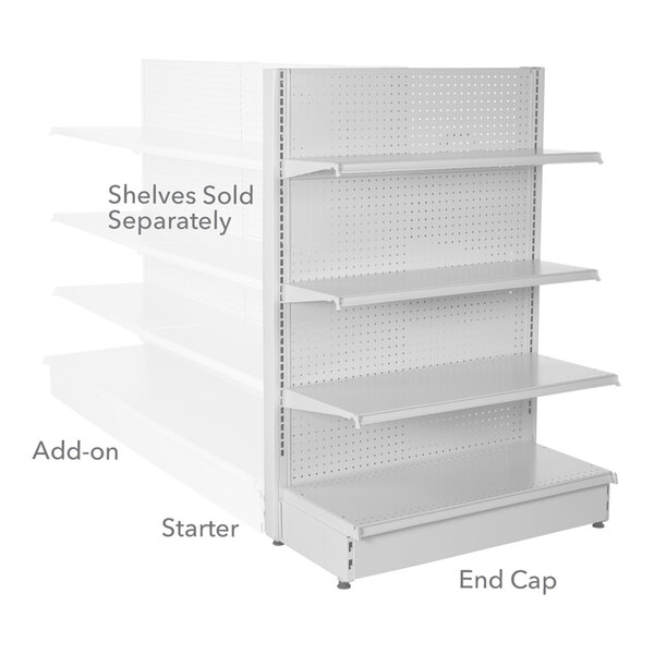 36" x 16" x 72" White Single-Sided Pegboard End Cap Gondola Merchandiser