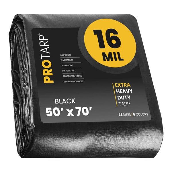 A black ProTarp with reinforced edges.