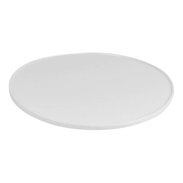 A white circle shaped object with a circular rim.