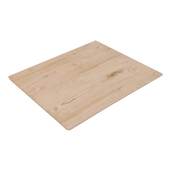 A wood platter with a white background.