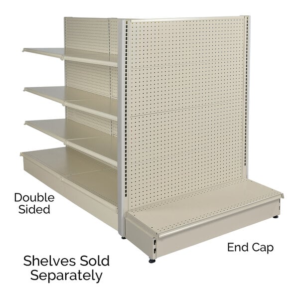 36" x 16" x 72" Beige Single-Sided Pegboard End Cap Gondola Merchandiser