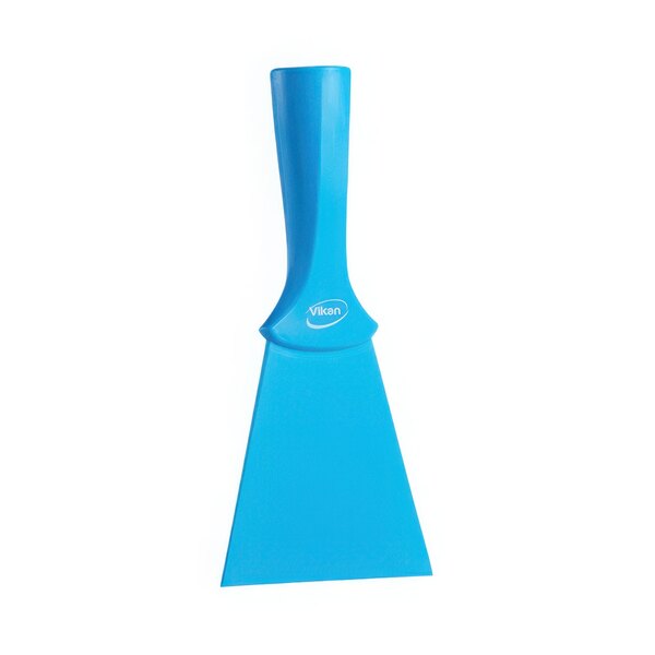 A blue plastic Vikan 40123 nylon scraper with a handle.