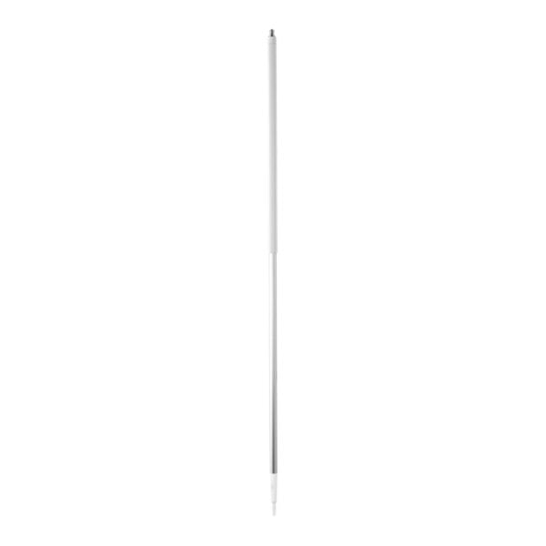 A white and silver threaded aluminum pole.