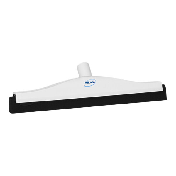 A white and black Vikan double blade rubber floor squeegee with a white plastic frame.