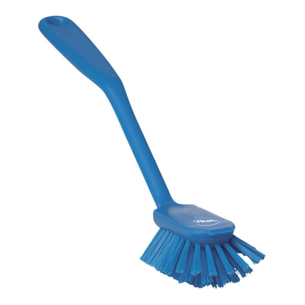 Vikan 42373 Dish Brush w/ Scraper- Medium, Blue