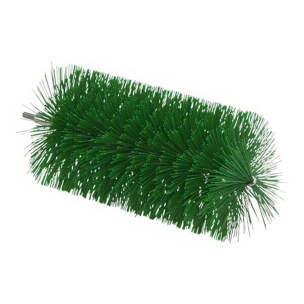 A close-up of a Vikan green tube brush head with medium-length bristles.