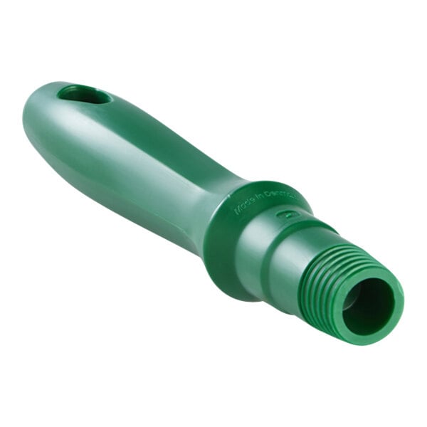 A green threaded polypropylene Vikan handle.