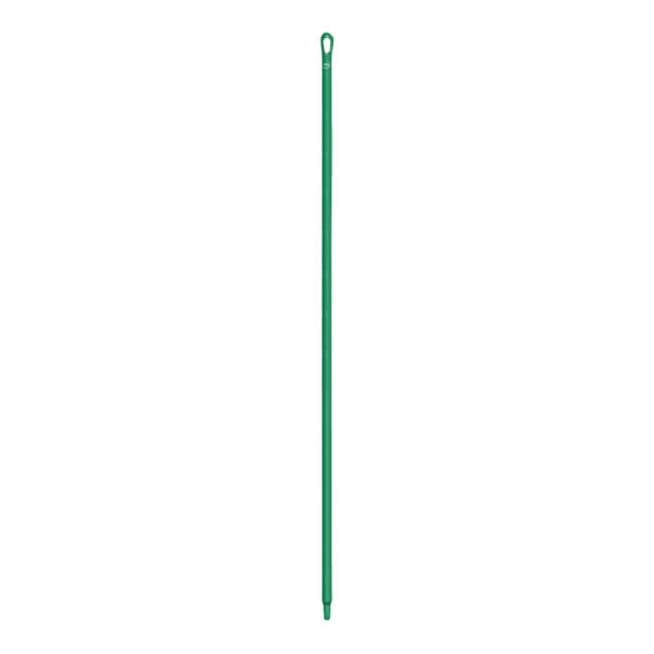 A green Vikan Ultra-Hygienic broom handle with a thread.