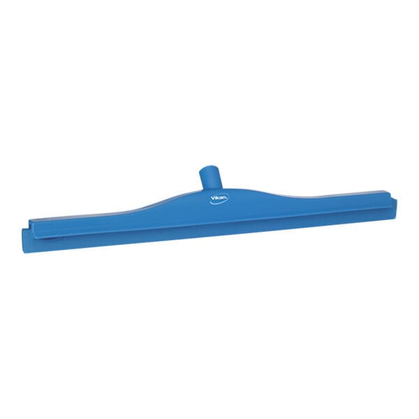 A blue Vikan floor squeegee with a blue plastic frame and handle.